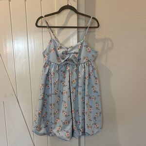 Free People Light Blue Floral Mini Dress